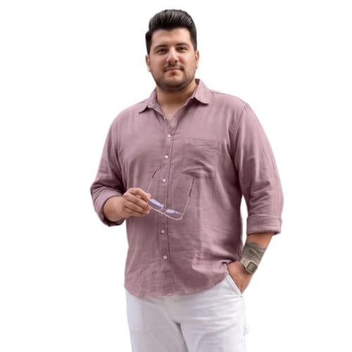 Image of Urbano Plus Men's Linen Blend Full Sleeve Relaxed Fit Casual Solid Shirt
