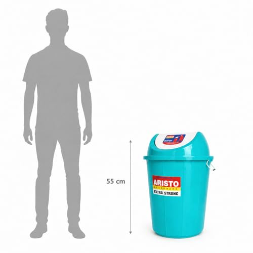Image of ARISTO Plastic Swing-Lid Garbage Waste Dustbin 32 L, (Green)