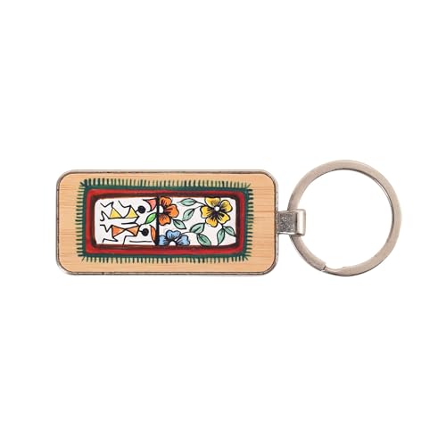Image of AAKRITI ART CREATIONS Handcrafted Key Ring for Men & Women - Wooden, Leather & Artistic Keychain with Clip or Bottle Opener, Stylish Key Holder Accessory
