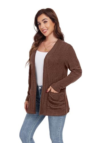 Image of GRECERELLE Womens Long Sleeve Lightweight Open Front V-Neck Casual Cardigan Sweaters Outerwear with Pockets 2025, S-2XL