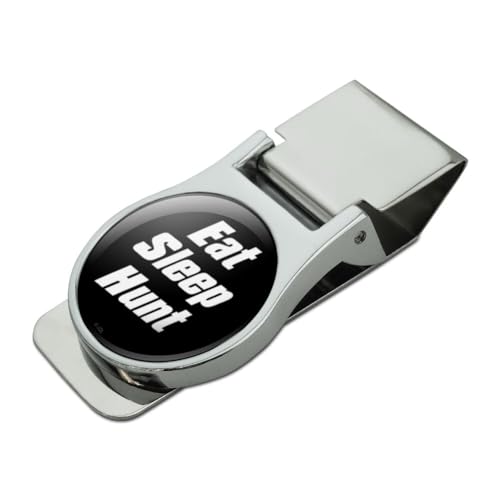 GRAPHICS & MORE Eat Sleep Hunt Satin Chrome Plated Metal Money Clip