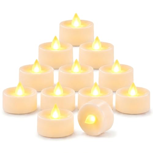 Image of Homemory Tea Lights with Timer Battery Operated, 6H Timer Auto On Daily, Flickering Flameless LED Votive Candles for Table Centerpieces, Lantern, Halloween, Christmas, Warm Lamp, No Remote, 24-Pack
