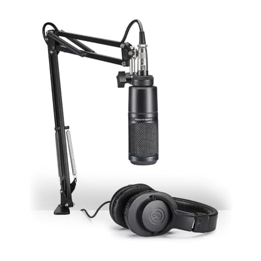 Kit Audio-Technica AT2020PK Microfone AT2020 + Fone ATH-M20X + Suporte Ajustável