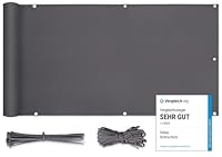 Sekey Balkon Sichtschutz Balkonabdeckung Balkonverkleidung blickdichte Wind- und UV-Schutz, 100% Privatsphäre, mit Ösen, Nylon Kabelbinder und Kordel, 75 x500cm Anthrazit