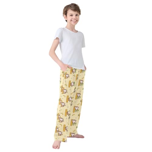 Boys' Pants Monkey Tree Banana Flower Long Bottoms Jogger Pants Elastic Waist Trousers with Pockets S-XL4
