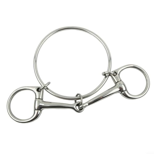 Broca de caballo de media mejilla hecha de acero inoxidable pulido con anillos para equipo de caballos adecuado para aplicaciones de equitación y entrenamiento