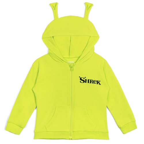 DreamWorks Shrek Toddler Girls French Terry Zip Up Cosplay Hoodie Lime Green 5T