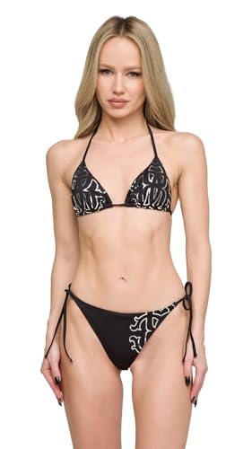 ROBERTO CAVALLI Black Printed Two Piece Halter Neck Tie Bikini Set-2