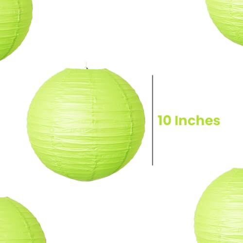 Image of Wanna Party 10 inch Green Round Paper Lanterns Decorative Hanging Chinese Japanese Paper Lanterns Lamp for Birthday Halloween Wedding Baby Bridal Shower Fall Home Decor Party Decoration