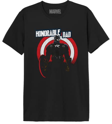 Marvel MEMARCOTS314 Honorable Dad Captain America Men's T-Shirt, Black, Size 3XL, Black, 3XL