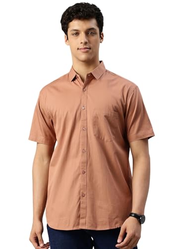 Image of Majestic Man Slim Fit Pure Cotton Half Sleeve Solid Casual Shirt