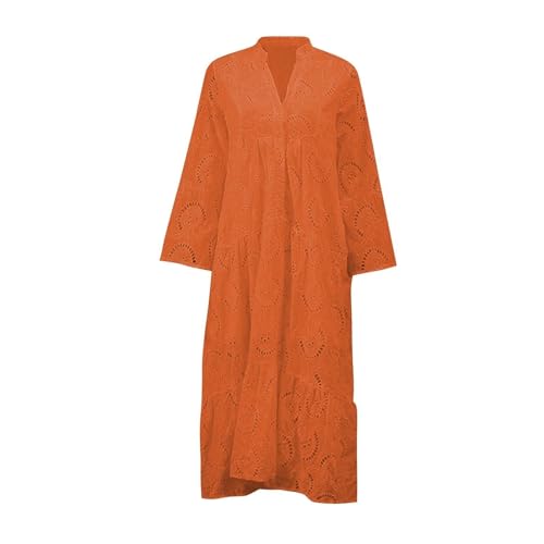 Robe décontractée pour femme avec col en V et manches mi-longues