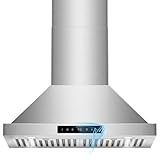 30 inch Range Hood Wall Mount, 1200 CFM with 4-Speed Gesture Sensing & Touch Control, Stainless Steel Ducted Kitchen Stove Vent Hoods with 2 LED Lights, Time Setting, Dishwasher-Safe Baffle Filters