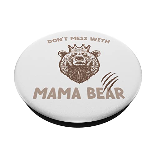 Funny Mama Bear Shirt Don't Mess With Mama Bear Mothers Day PopSockets Swappable PopGrip, Black - Image 2