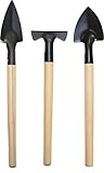 HOMEGARDEN 3-Piece Mini Garden Tool Set | Steel Spades & Raking Tool | Solid Wooden Handles | Ideal for Potted Plants & Precision Gardening