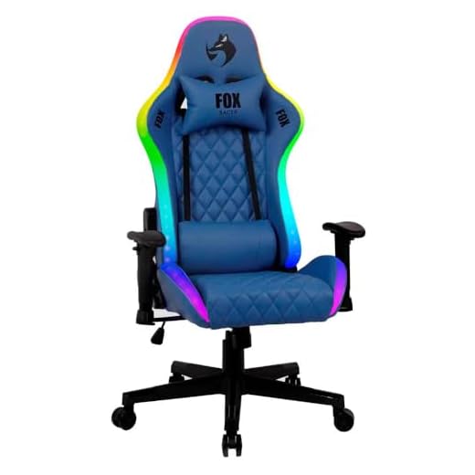 Cadeira Gamer Fox Racer, até 130kgs, com RGB e Iluminação LED, com almofadas, Reclinável, Azul