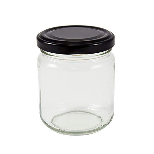 36 x 8 oz (228 mls.) Jam Jars with a choice of seven coloured lids (black)