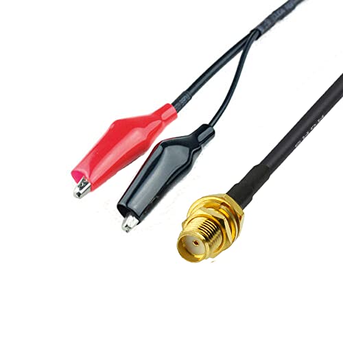 Image of SMA Female Connection Coaxial Cable Dual Ended Alligator Clips Red and Black Test Lead Wire RG174 / 100cm