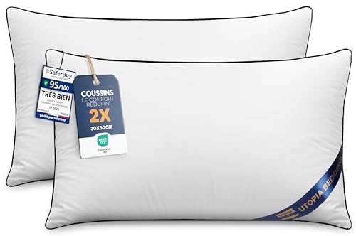 Utopia Bedding Coussin 30x50 cm Lot de 2, Coussins de Garnissage, Canapé Oreillers, Rembourrage Coussins, Intérieur Coussin Salon (Blanc)