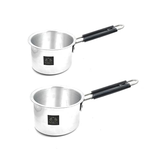 NYRA® Aluminium Mini Tea/Coffee Pan with Strong Stainless Steel Handle , Set of 2, Capacity- 700 ML, 900 ML