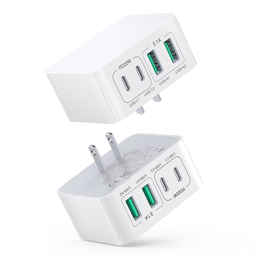 USB C Charger Block Thin Flat 40W 4-Port Wall Charger 2-Pack Type C Fast Charger Cube, PD&QC Wall Plug Power Adapter Compatible for iPhone 15/15 Pro/15 Pro Max/14/13/12, iPad, Airpods, iwatch, Samsung