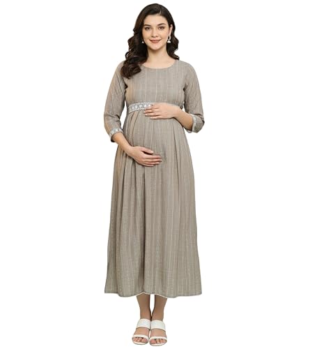 Image of DUMMY SHAPE Feeding Kurtis for Women Cotton Blend | Floral Anarkali Kurta with Dual Nursing Zippers for Pregnancy & Breastfeeding | Maternity Dresses | Gifts for Pregnant Woman