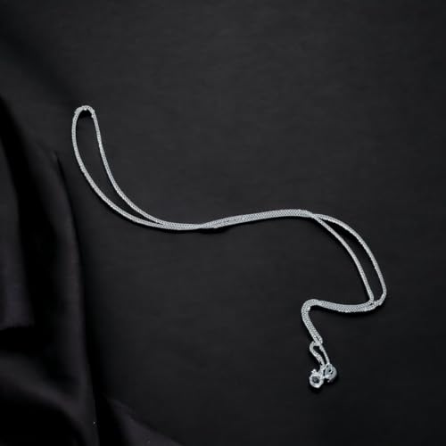 Image of Taraash Pure 925 Sterling Silver Thin Neck Curb Chain in 18 Inches For Women & Girls, 1.93 gm | Chandi Gift for Birthday, Valentine, Friendship Day, Anniversary, Diwali, Mother, Sister, Raksha Bandhan