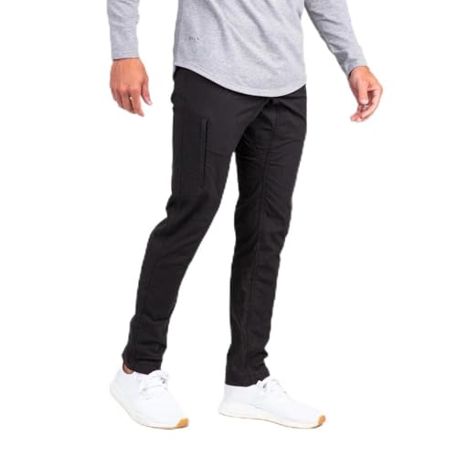 BYLT Men's Pant with Drawstring Waistband - Casual Pants for Men - Cotton & Spandex Blend - Tapered Fit, Zipper Pocket