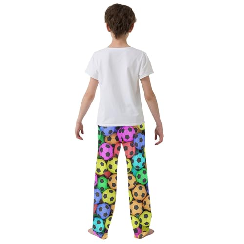 ZZXXB Colorful Football Print Boys Long Pants Soft Trousers Elastic Waist Kids Lounge Bottoms with Pockets S-XL3