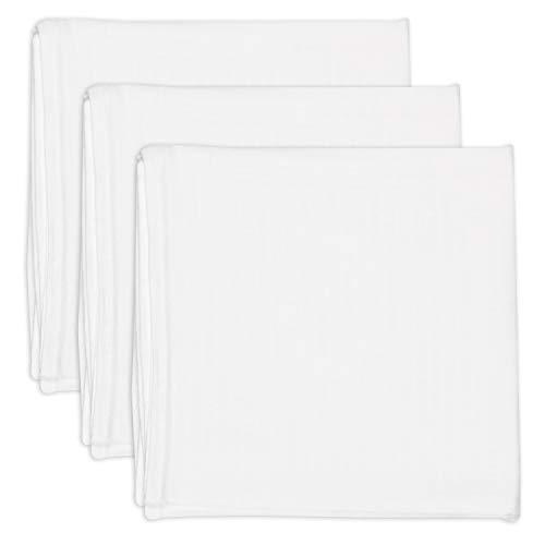 HonestBaby 3-Pack Organic Cotton Swaddle Blankets, Bright White, One Size