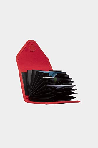 Image of grande 3639 Card Cases, Red, 4.13*3.15*0.60, Leather Card Holder With Magnetic Closure, Small Women Accordion Wallet