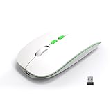 LORERAN Bluetooth Mouse - Wireless for Laptop, 2.4G Slim Rechargeable with USB Receiver, Quiet Clicks, Ergonomic Optical, Portable for Laptop, PC, Mac (White)