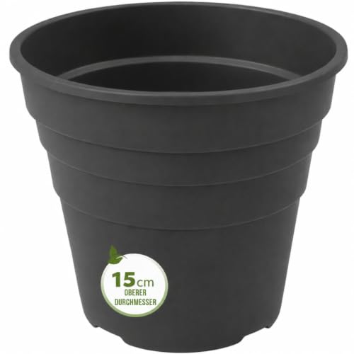 Happy Pots Blumentöpfe & Pflanztöpfe aus Kunststoff 15 cm – Anzuchttöpfe – 5er Pack – Pflanzentopf Schwarz – Recycelbar… – Ansicht 2