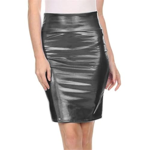 Women Fashion High Waisted Faux Leather Mini Skirt Plus Size Casual Skater Bodycon Pencil Skirt4