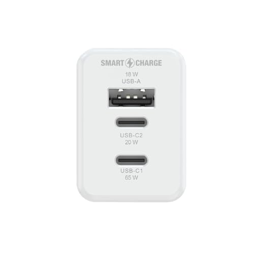 Carregador de Parede Ultra Rápido i2GO Power Delivery com 1 Saída USB-C 65W + 1 Saída USB-C 20W + 1