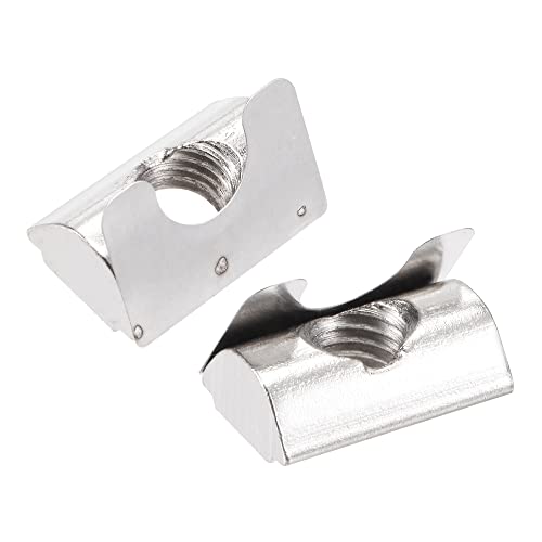 sourcing map M8 Roll in Spring T Nut with Spring Sheet Carbon Steel for 3030/4040 Series Aluminum Extrusion Profile Rail with 8mm Slot 25Pcs