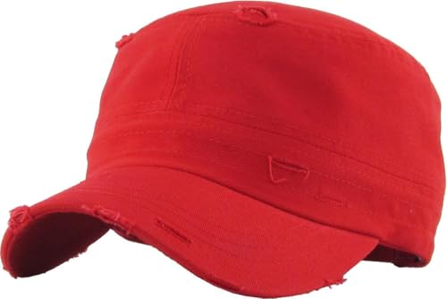 Image of Vintage Distressed Cadet Army Cap Basic Everyday Military Style Hat