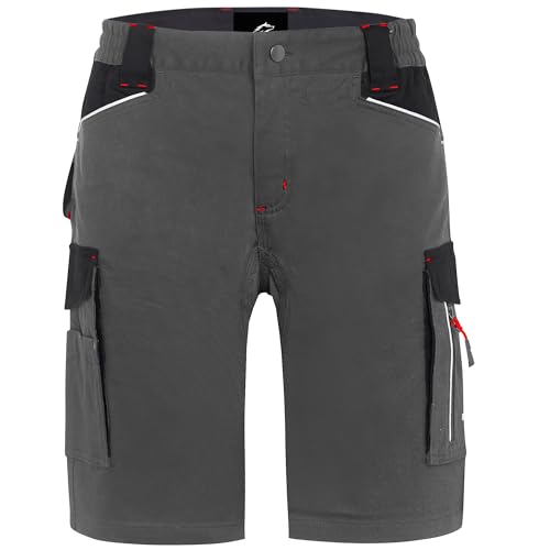 BWOLF Daytona Short de Travail Homme, Stretch Résistant, Multi-Poches Fonctionnelles, Confort Idéal pour Chantier, Artisan, BTP, Gris, L