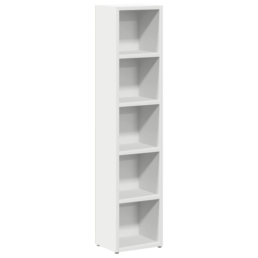 Armoires à CD 2 pcs blanc en bois d'ingénierie 21x16x93,5 cm rangement média colonne murale pour salon bureau chambre avec fixation stable et compartiments pour 80 CDs