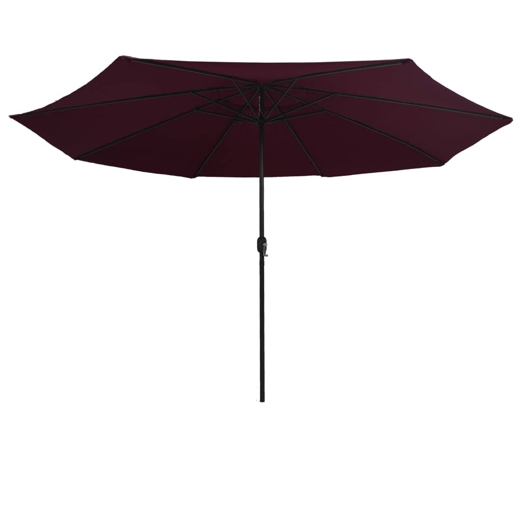 Parasol przeciwsłoneczny z metalowym masztem, średnica piaskowo-biały, odporny na działanie promieni UV, poliester z mechanizmem korbowym i żebrami, na taras, do ogrodu, ochrona