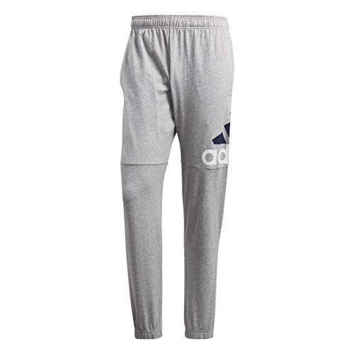 adidas Men's Essentials Performance Logo Pants, Medium Grey Heather/White/White