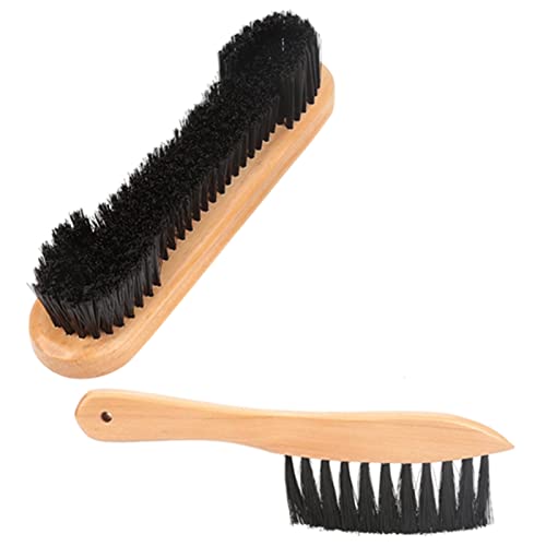 Odorkle 2pcs Billiard Brush Set, Wood Fabrics Billiards Pool Table Rail Brush Cleaning Tools Accessory