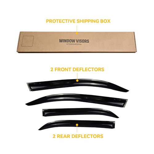 Image of Rain Guards Window Visor for Toyota Camry 2012-2017 Out-Channel | Shields Vent Deflector Shade Wind Dark Smoke 2013 2014 2015 2016, Tape-On Outside-Mount, 4PCS