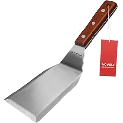 Professional Metal Spatula for Cast Iron Skillets and Flat Top Grills, Full Tang Wooden Handle,1.8mm Thick Stainless Steel Blade, Smash Burger Spatula Turner for Flipper, Cooking, BBQ, 4.7 x 2.7 Inch