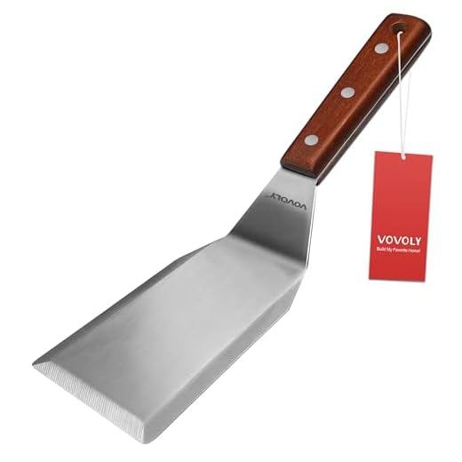 Professional Metal Spatula for Cast Iron Skillets and Flat Top Grills, Full Tang Wooden Handle,1.8mm Thick Stainless Steel Blade, Smash Burger Spatula Turner for Flipper, Cooking, BBQ, 5 Inch x 3 Inch