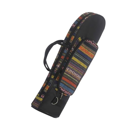 HOUDERCO 民族風牛津トランペットバッグ ポータブル楽器ポーチ 耐変形性収納ポケット付き 手持ちトランペットケース