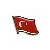 Turkey Turkiye Country Flag Small Metal Lapel Pin Badge ... 3/4 X 3/4 Inches ... New