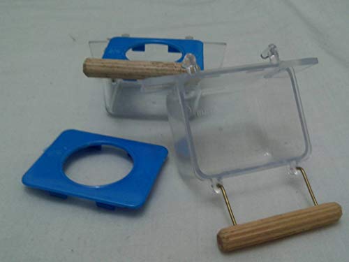 Comedouro Lateral com Poleiro 1 Furo - Azul