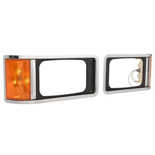 HECASA Headlight Bezels Compatible with 1990-2017 Mack CH613 SFA Hood Truck Headlamp Cover Trim Halogen w/Bulbs Amber Lens Driver & Passenger Side by HECASA - Used condition - Image 8