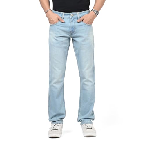 Image of WROGN Men's Stretch Denim Jeans | Straight Fit | Casual Style | Mid Rise